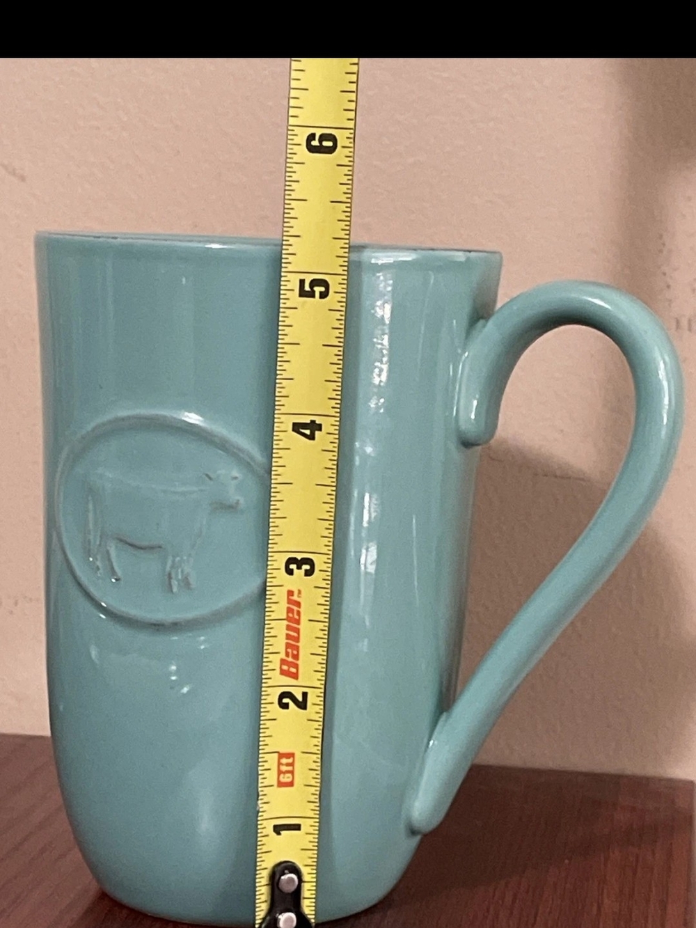 Ceramic Teal Cow Embossed Coffee Mug - Home Dining